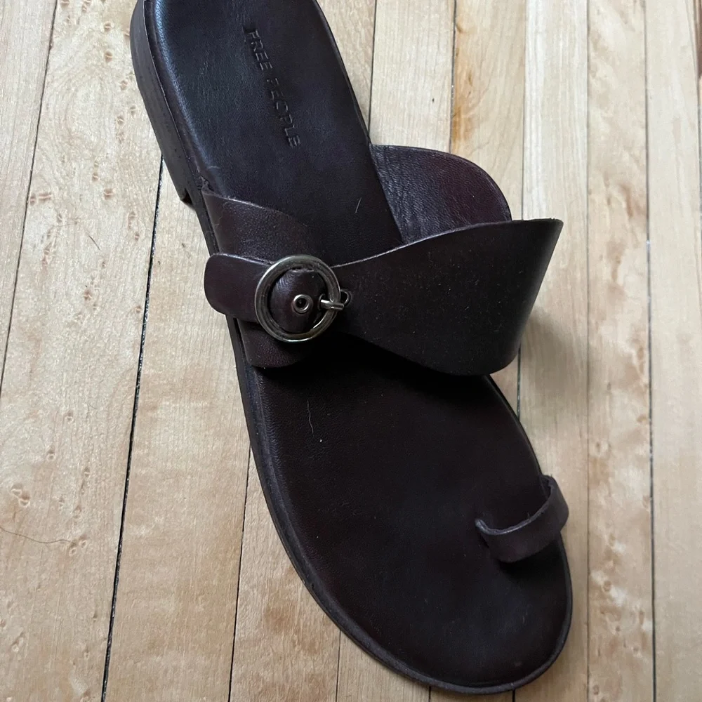 Free People Brown Leather Sandals - like new! - Picture 2 of 3